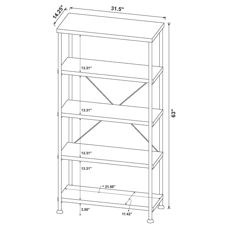 Analiese 2-Piece Computer Desk Bookcase Set Rustic Nutmeg