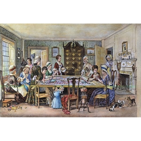 Quilting Bee. /Nwomen At A Quilting Bee During The American