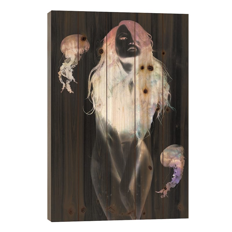 Medusa Print On Wood by Dániel Taylor - Multi-Color - 26x18x1.5