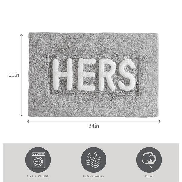 dimension image slide 9 of 10, Jean Pierre Novelty Cotton Bath Rug - 21"x34" - "His" & "Hers"