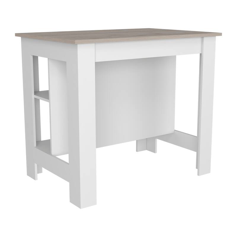 Dozza Antibacterial Kitchen Island with 3 Storage Shelves, Silver Nanoparticles Protection, Light Oak/White
