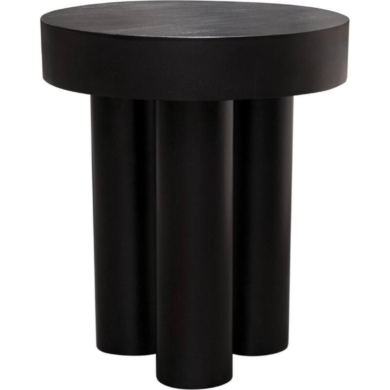 16 in. Black Round Wood End Table, Sturdy Build End Side Table for Living Rooms