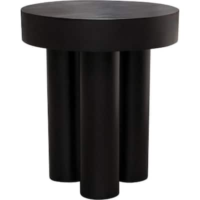 16 in. Black Round Wood End Table, Sturdy Build End Side Table for Living Rooms