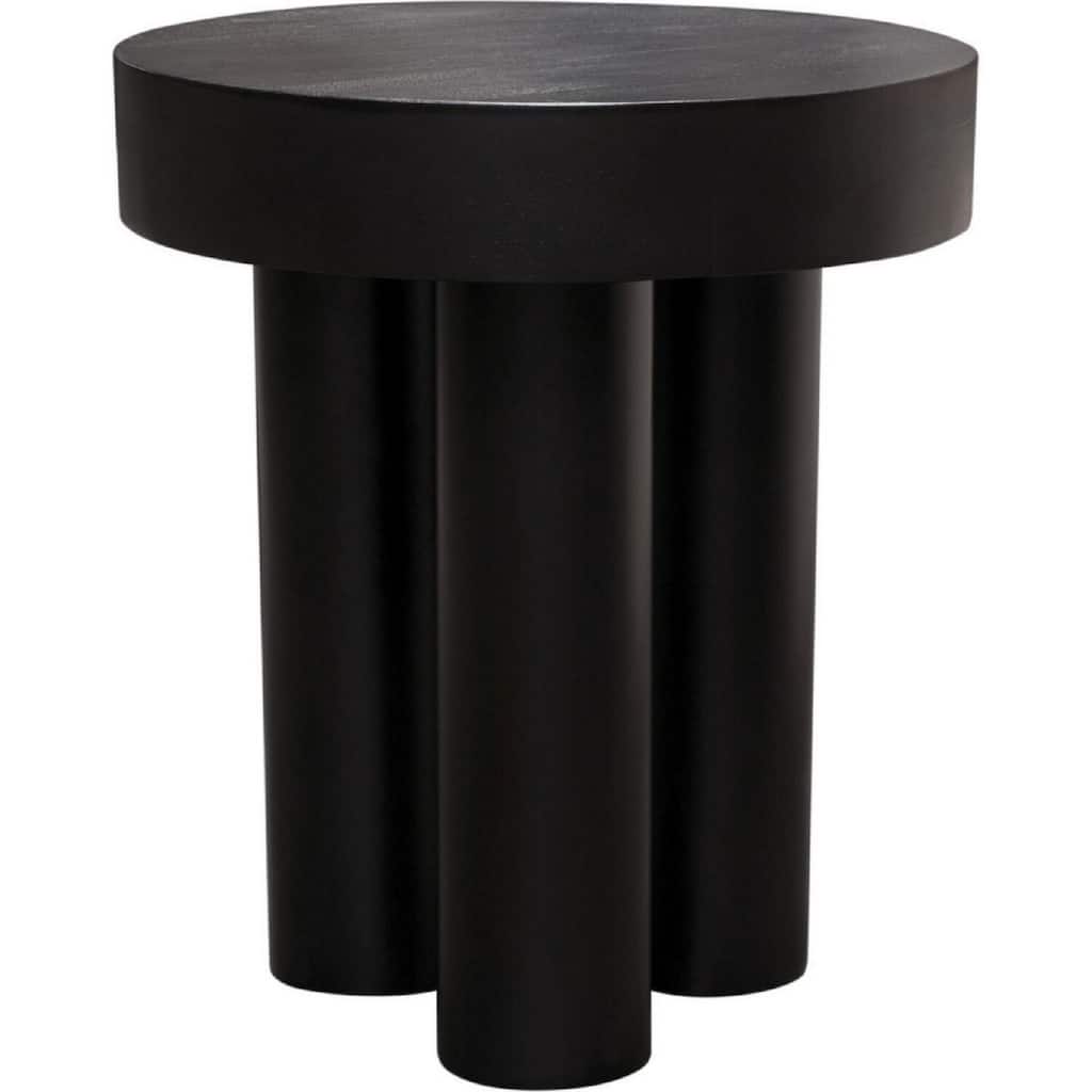 16 in. Black Round Wood End Table, Sturdy Build End Side Table for Living Rooms