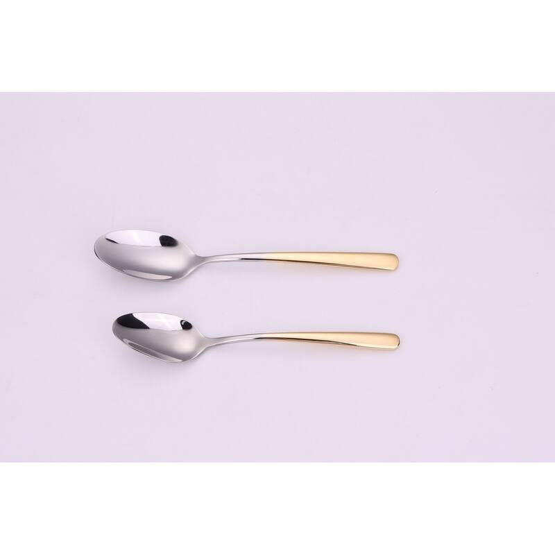 20 Pc Flatware Set Silver With Graduated Gold Handles - Service For 4