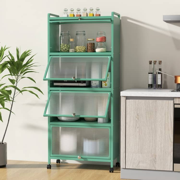 5-Tier Kitchen Baker's Rack with Flip-up PC Doors - 23.5" x 12.5" x 60.5" (L x W x H)