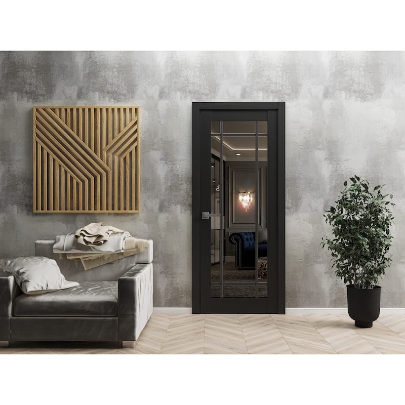 Solid French Door 18x80 Lucia 2266 Matte Black| Bathroom