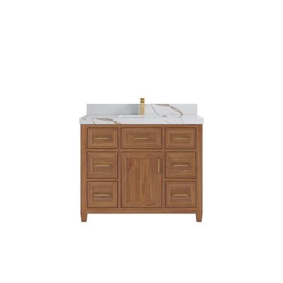 Willow Collections 42 in. W x 22 in. D Santa Monica Teak Single Sink Bathroom Vanity with Countertop