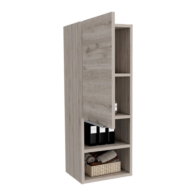 Medicine Cabinet with Single Door, Two Interior Shelves, and Two External Shelves