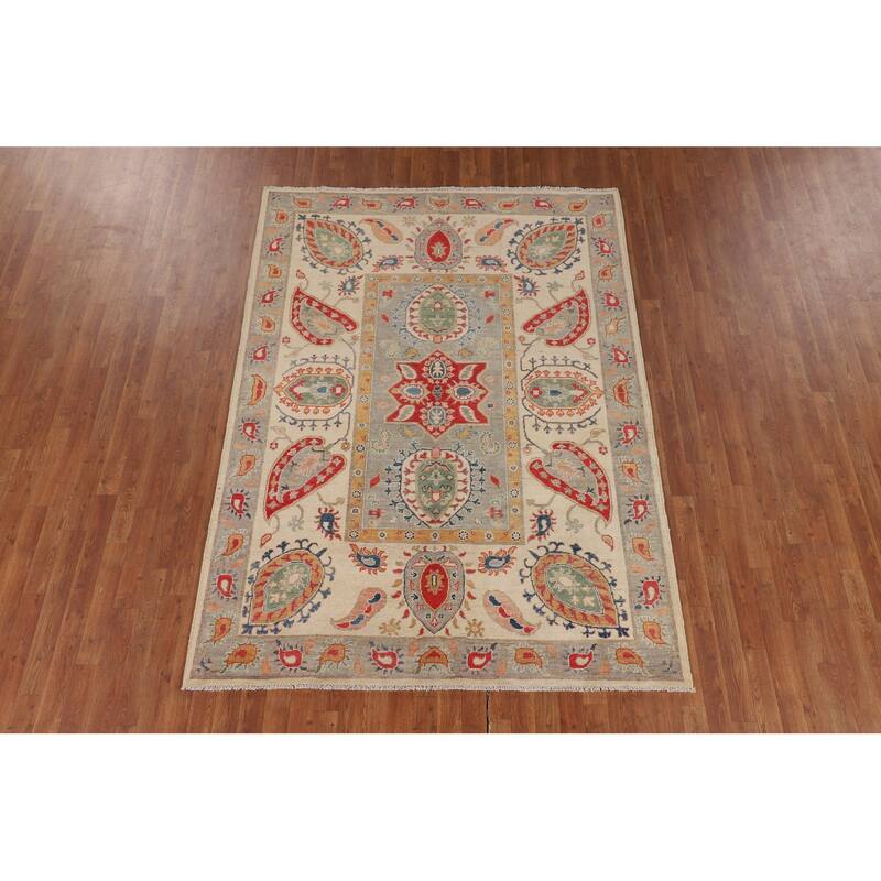 Traditional Kazak Oriental Area Rug Hand-Knotted Bedroom Wool Carpet - 5'9" x 7'11"
