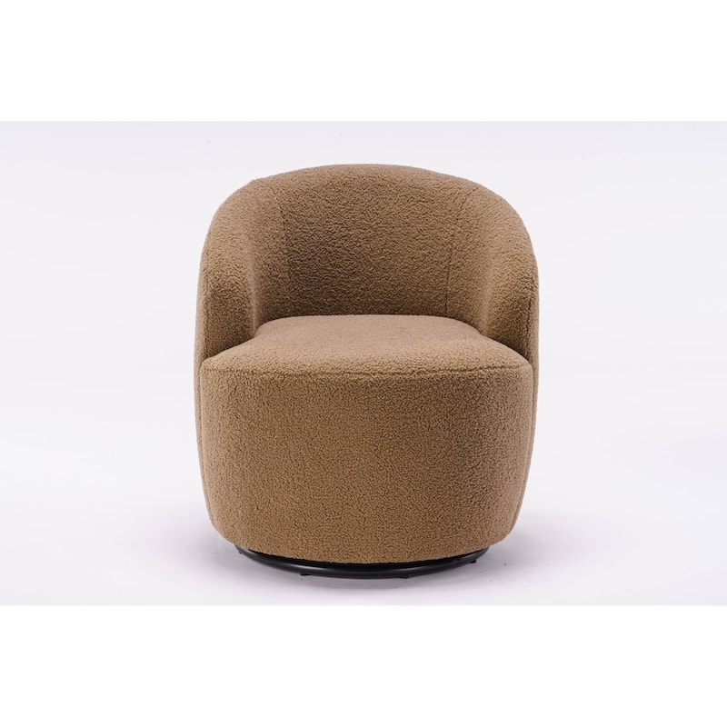Swivel Teddy fabricaccent armchair barrel chair with black powder coating metal ring