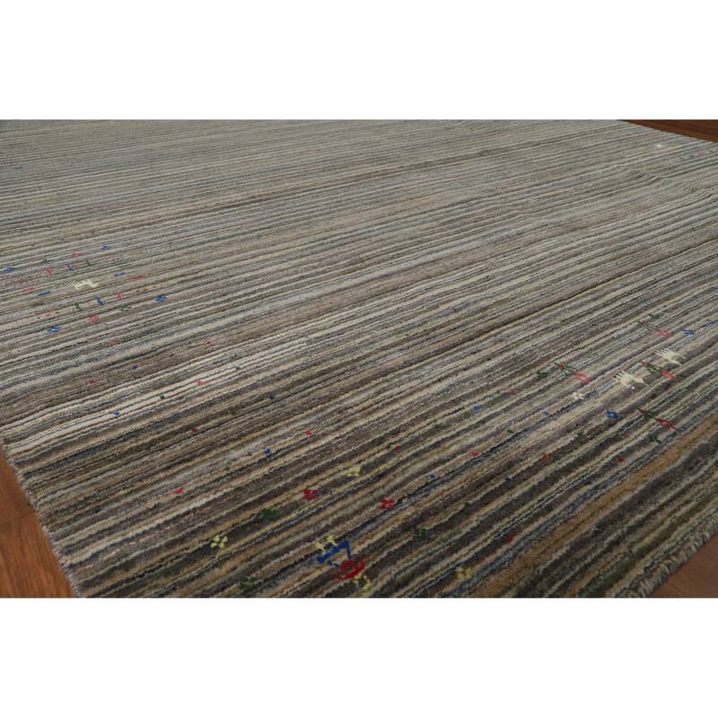 Hand Knotted Oriental 100% Wool Carpet Tribal Animal Pictorial Multi-Colored Gabbeh Area Rug - 9' 10'' X 8' 0''