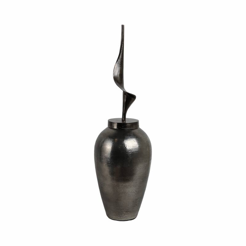 Sophisticated Glass Table Vase with Metal Topper - Gunmetal & Metallic