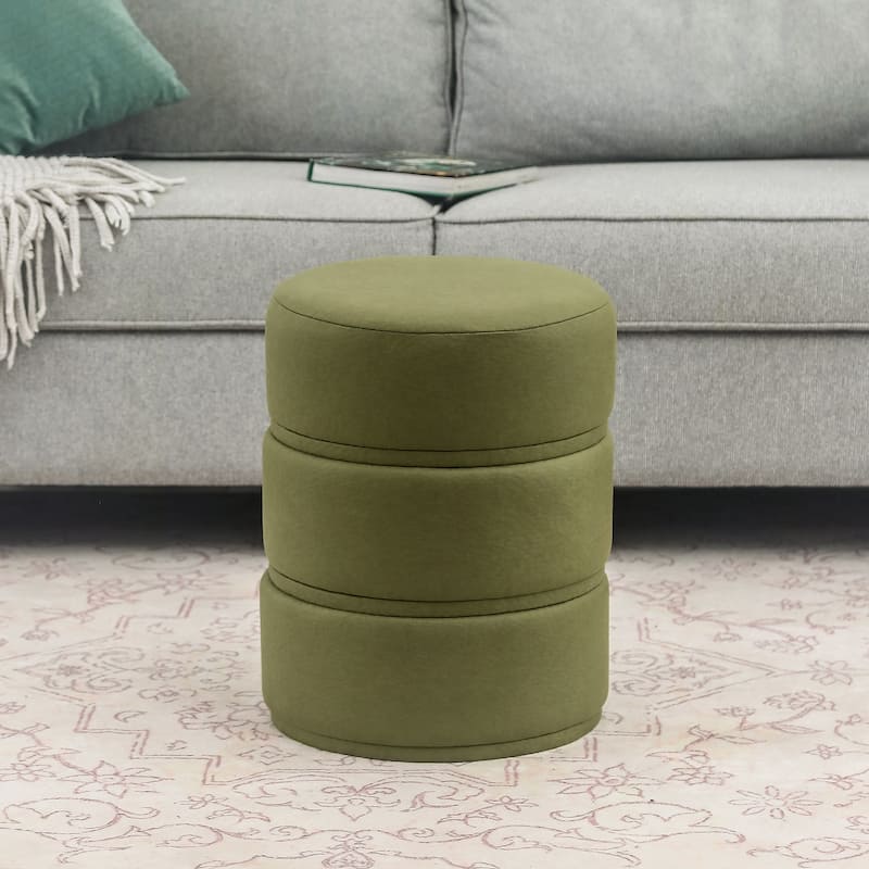 Adeco Round Ottoman 17.9" Height Footrest Vanity Stool