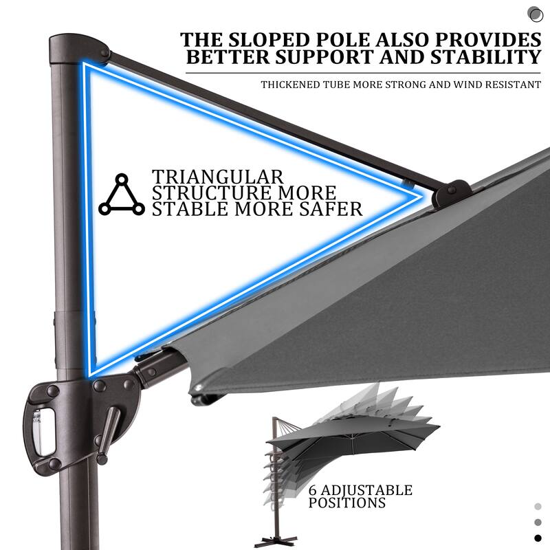 Pellebant 9 FT x 12 FT Outdoor Patio Cantilever Umbrella with Base Stand