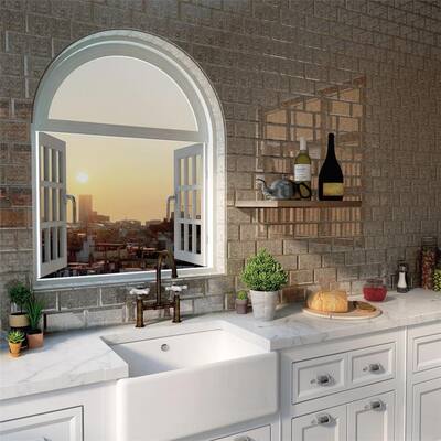Merola Tile Lustre Beveled Antique Mirror 3" x 6" Glass Subway Wall Tile