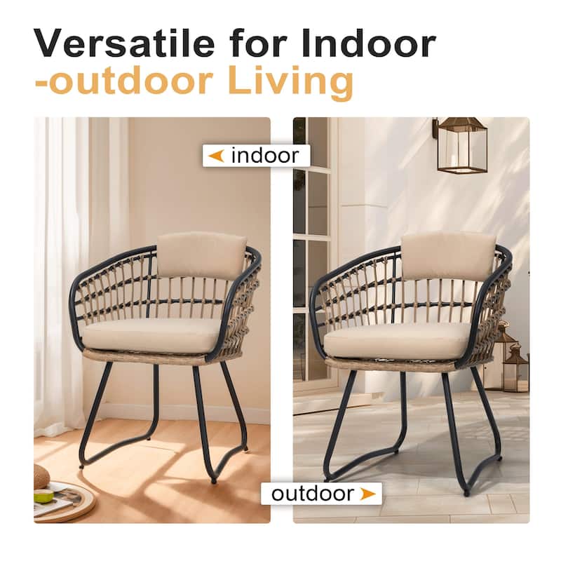 7-Piece Outdoor Patio Dining Set Aluminum Table with Umbrella Hole with Rattan Chairs