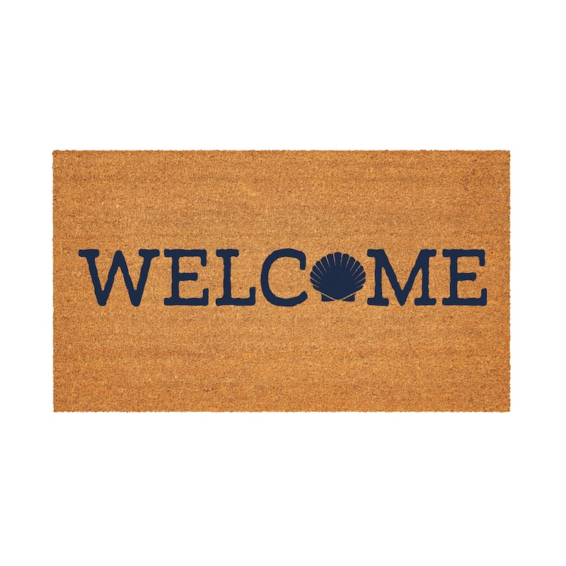 Welcome Shell Coastal Coir Mat 28"x16" - 28" x 16"