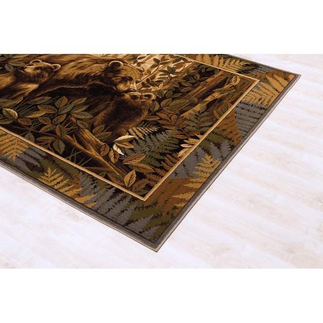 HR Lodge, Cabin Jungle and Wilderness Rug Cabin Area Rug Abstract ...