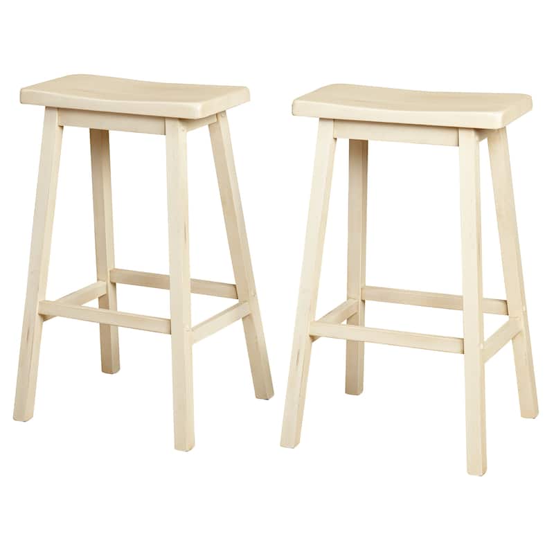 Simple Living Marney 30-inch Solid Rubberwood Saddle Bar Stools (Set of 2)
