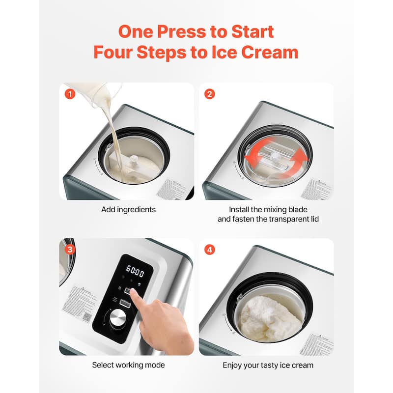 Home Ice Cream Maker with 1.5 Quart Capacity and Compressor - 16.73 x 11.42 x 9.65 inch