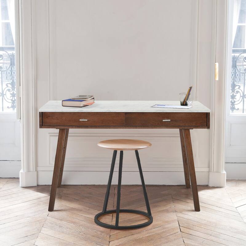 Versatile And Stylish Marble White Writing Desk To Elevate And Complete Any Space