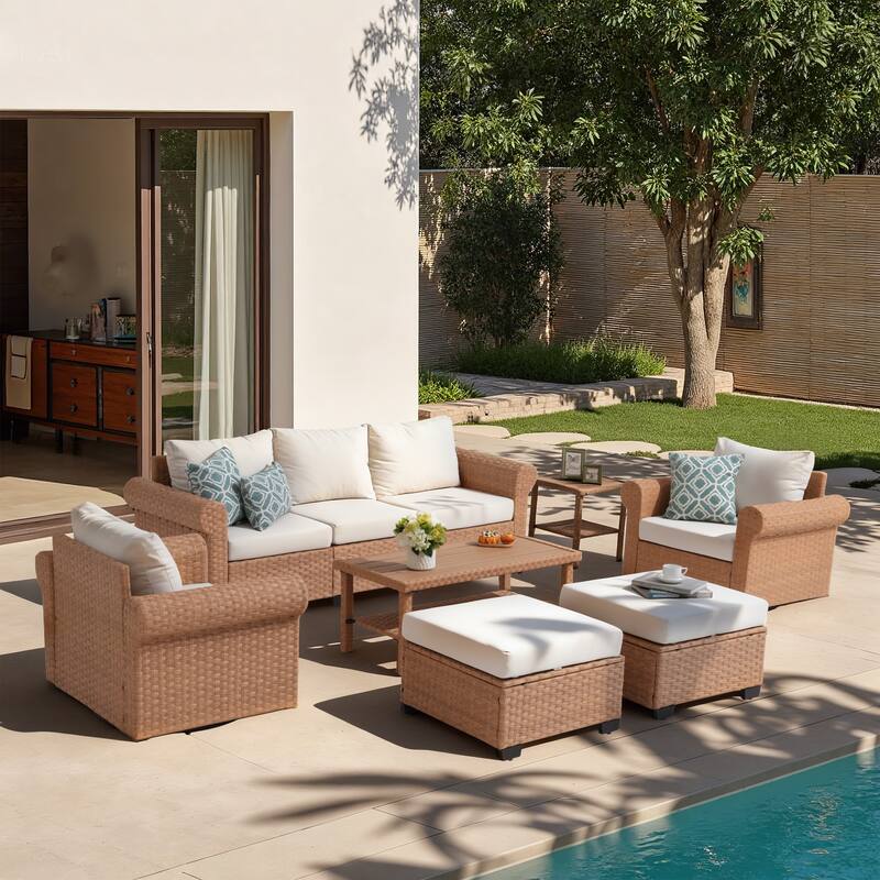 7-Piece Outdoor Conversation Set with Swivel Chairs