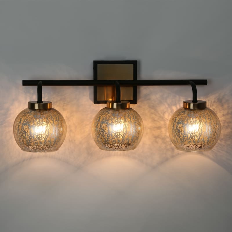 Modern 1/2/3/4-Light Black Gold Bathroom Vanity Lights Mercury Glass Wall Sconces