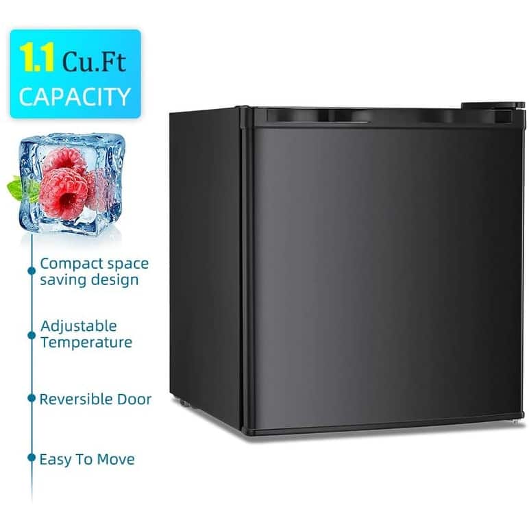 1.1 Cu.ft Compact Upright Freezer, Reversible Door, Adjustable Temp, Removable Shelves, Stainless Steel, White