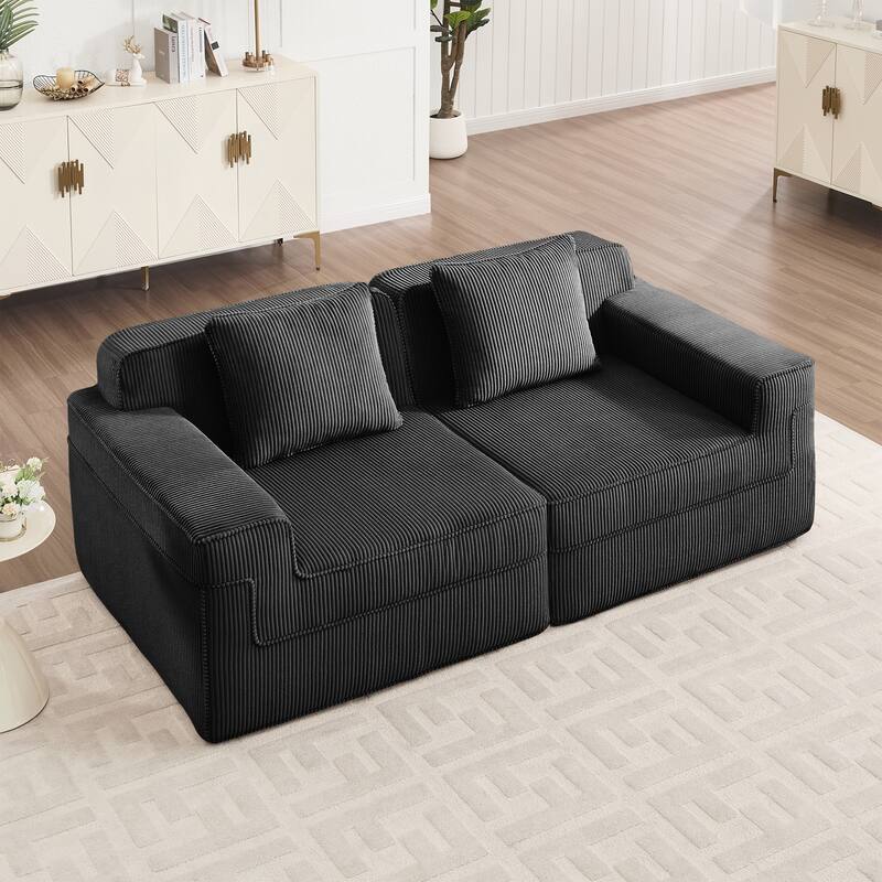 Modular 2 Seat Loveseat Boneless Sofa, Cloud Sectional Couch with Deep Seat