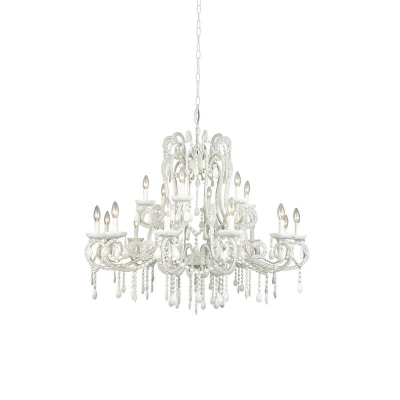 8-Light White Chandelier With White Crystals