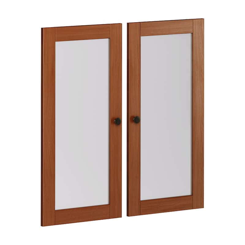 Palace Imports 100% Solid Wood Modular Kitchen Pantry Double Door Kit - Set of 2 - Mocha-Frosted