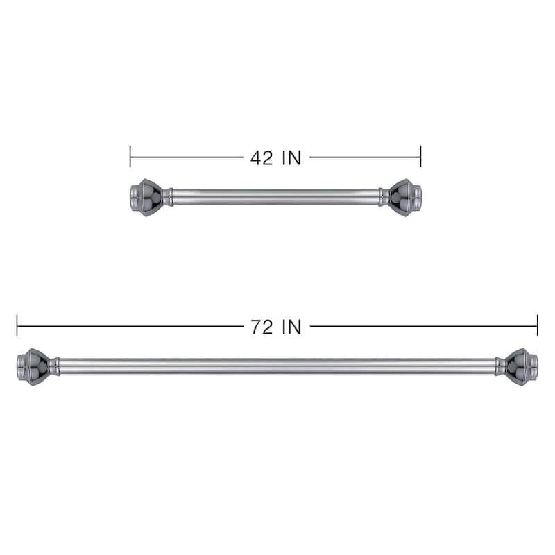 42"-72" Chrome Metal Shower Curtain Tension Rod Rust Resistant Non-Slip - 42" - 72" inches