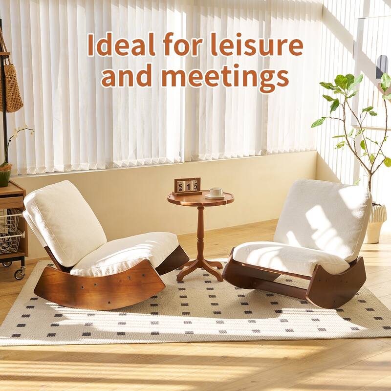 Corduroy Fabric Upholstery Glider Chair, Reading Chair with Solid Wood Frame, Single Sofa Side Chair with High Back