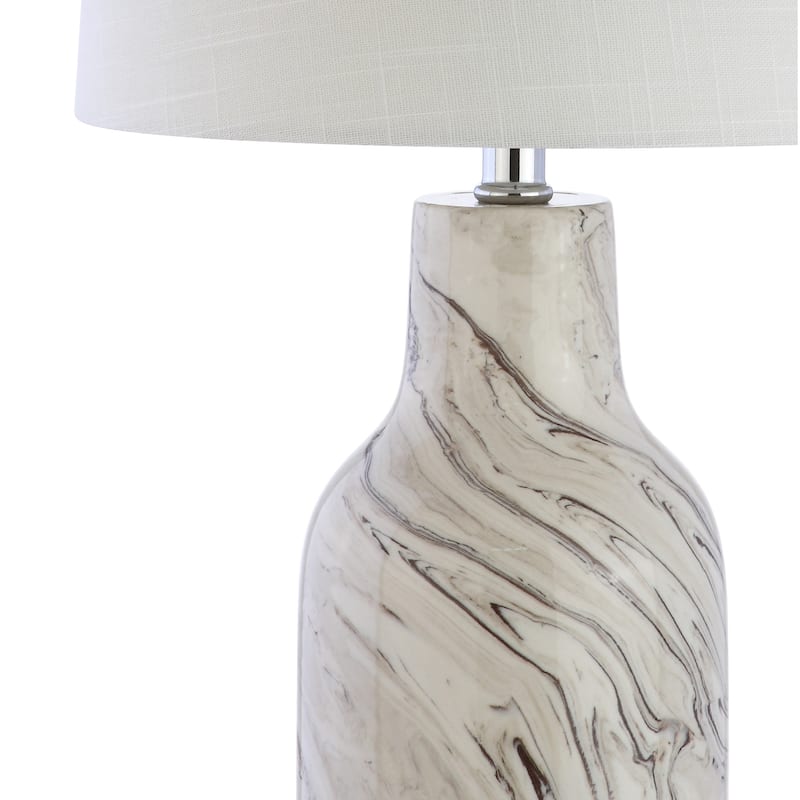 Penelope 23" Ceramic LED Table Lamp, Gray/White by JONATHAN Y