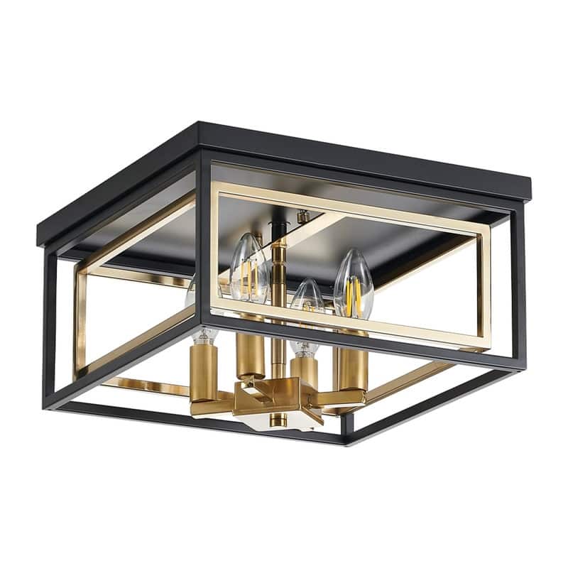 4 Light mounted light fixtures black & gold farmhouse hallway lighting metal ceiling light - N/A