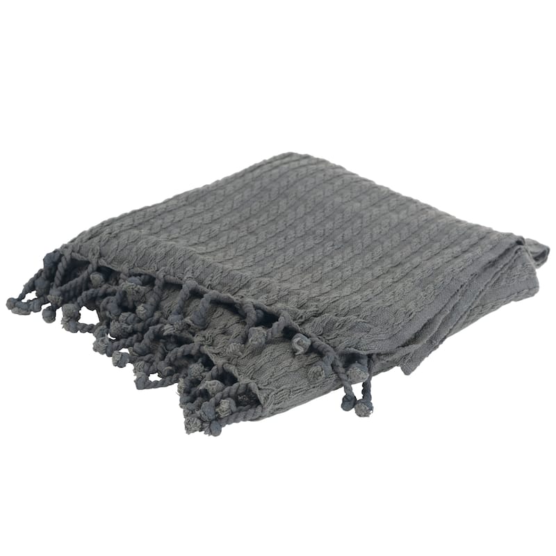 Rizzy Home Cable Knit Throw, 50" x 60" - Dark Gray