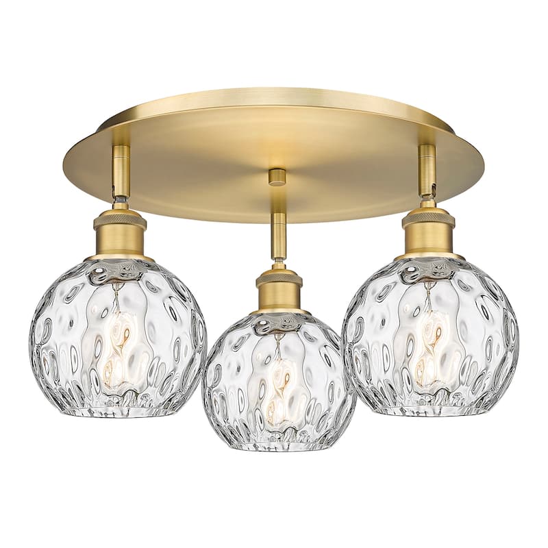 Innovations Lighting 516-3C-9-18 Athens Water Glass Flush Athens Water - Brushed Brass / Clear Water Glass