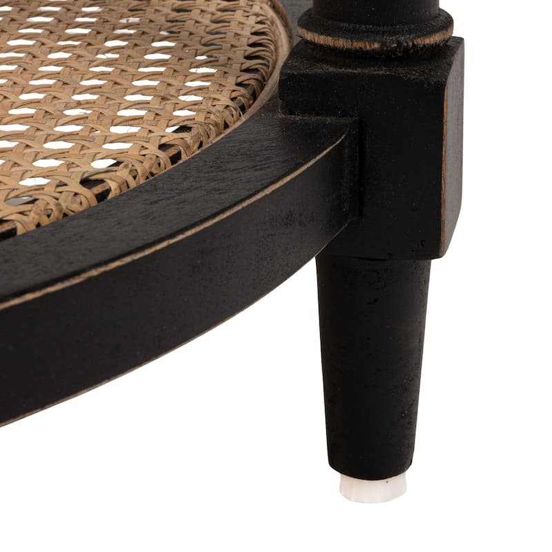 Mango Wood Table with 2 Cane Shelves - 23.5"L x 23.5"W x 23.5"H