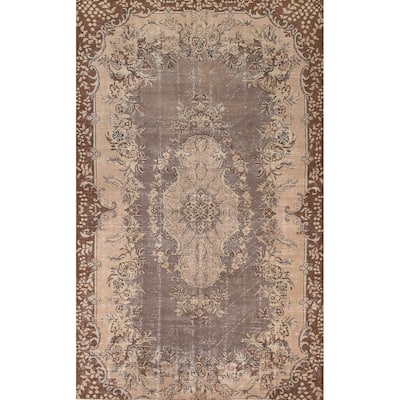 Distressed Sparta Turkish Vintage Area Rug Handmade Wool Carpet - 6'2"x 9'5"