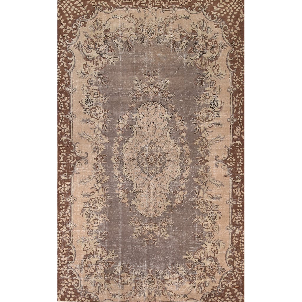 Distressed Sparta Turkish Vintage Area Rug Handmade Wool Carpet - 6'2"x 9'5"