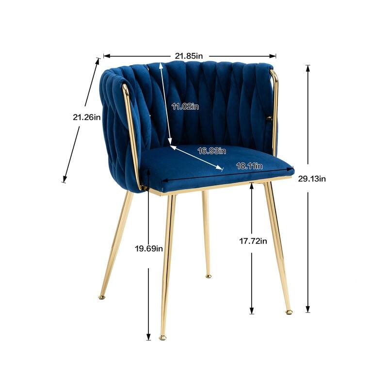 SEYNAR Modern Glam Velvet Dining Side Chair Set of 2 with Gold Metal Frame