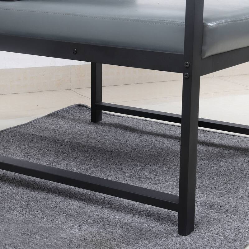 PU Leather Armchair with Metal Frame & Comfortable Cushion