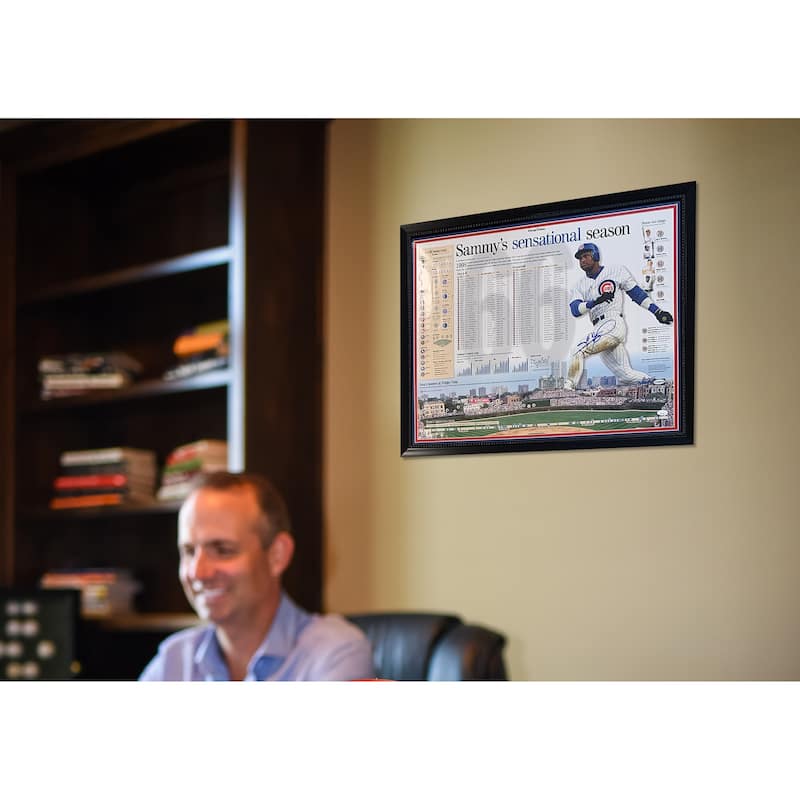 Sammy Sosa Autographed Chicago Cubs 1998 66 Home Run Signed Baseball Framed 22x28 Photo Poster JSA COA - 8'6" x 11'6"