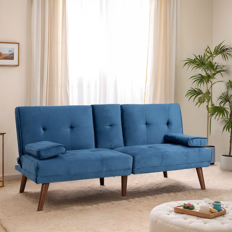 Futzca 60" Small Loveseat, 3 in 1 Cute Convertible Sofa Bed - Blue