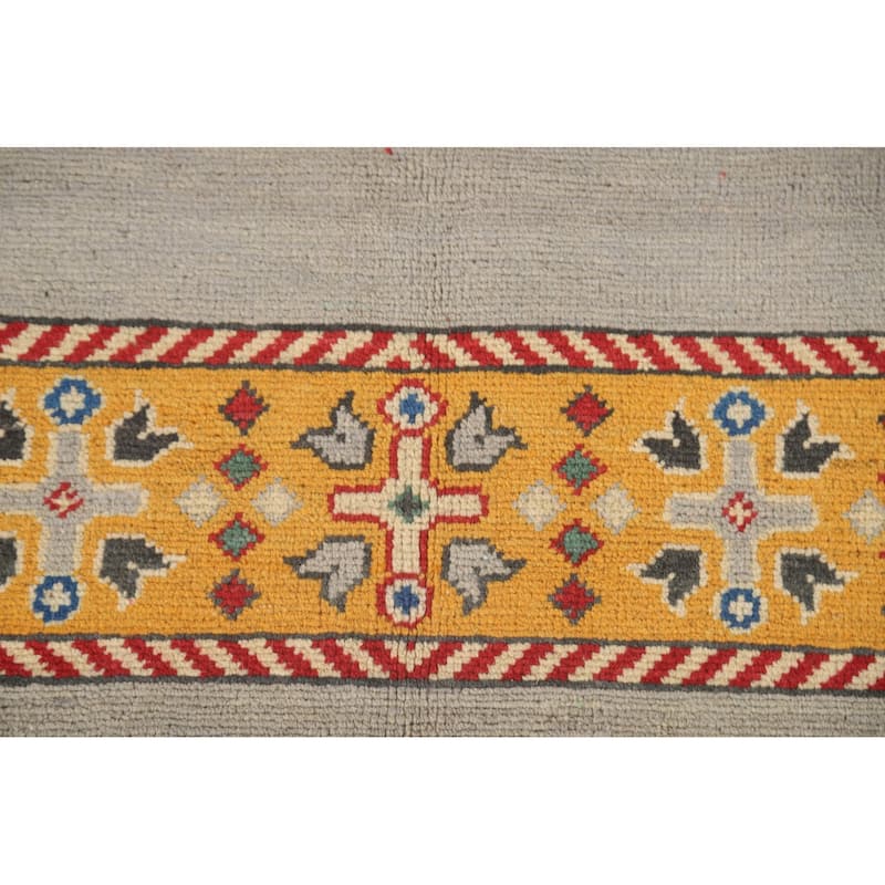 Grey Kazak Area Rug Handmade Wool Carpet - 6'6" x 9'5"
