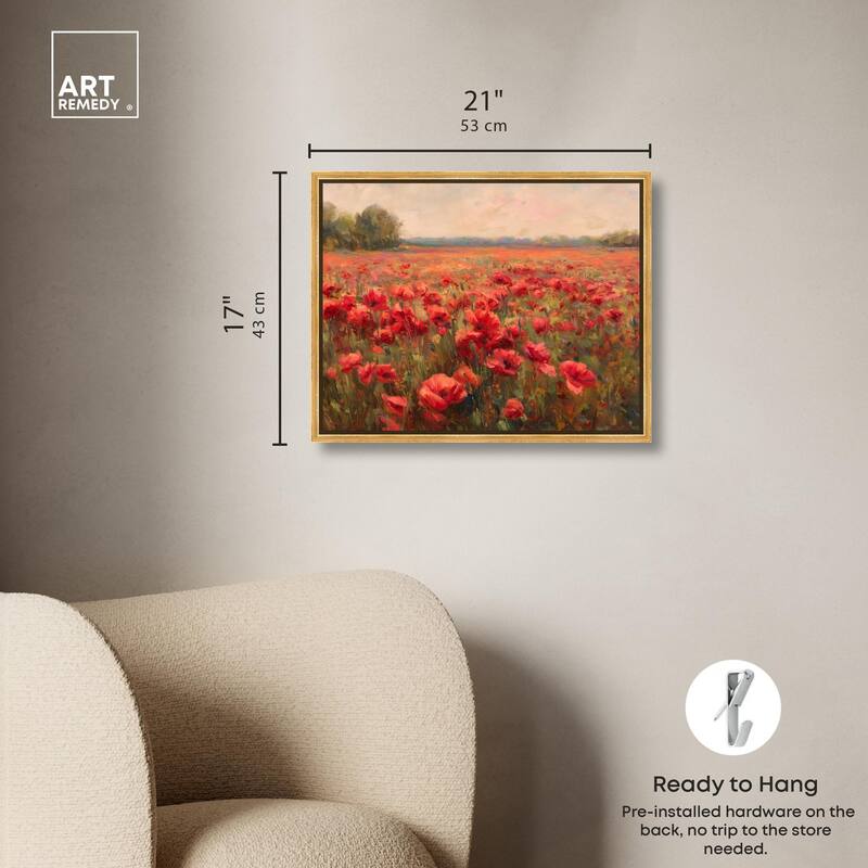Sea of Red Poppies II Canvas by Art Remedy