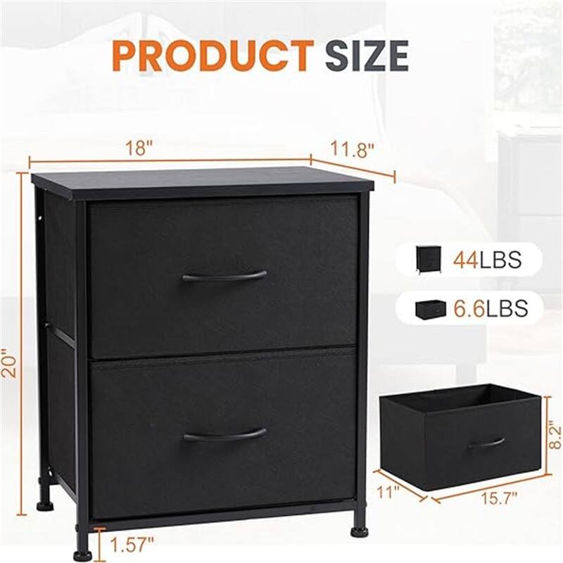 Nightstand with Removable Fabric Bins