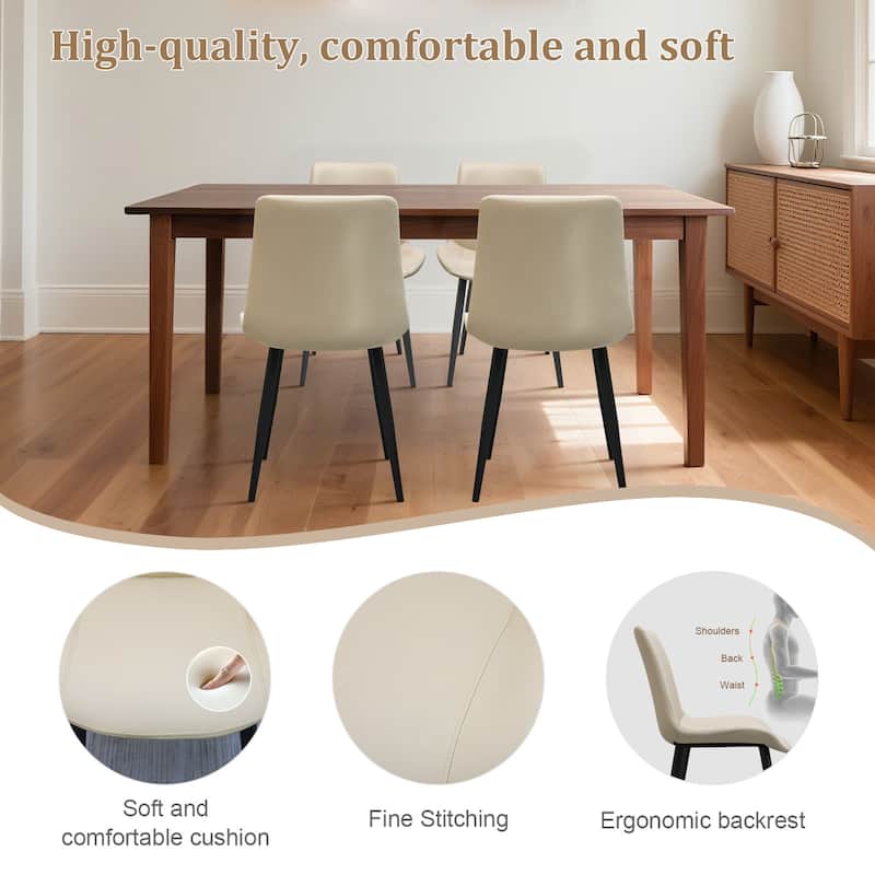 PU Leather Dining Chair with Metal Legs, Modern Upholstered Chair Set of 2 for Kitchen, Restaurant, Living, Meeting Room