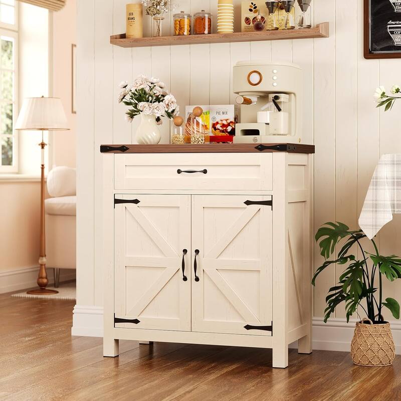 Buffet Cabinet Bar Cabinet Coffee Credenza Sideboard Barn Door Drawer